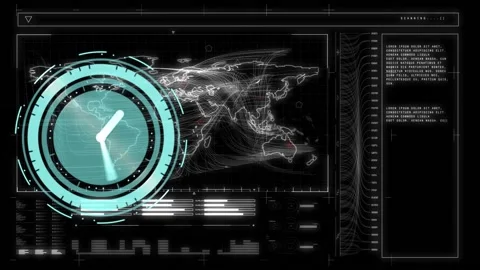 Animation of clock moving fast and data ... | Stock Video | Pond5