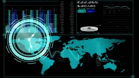 Animation of clock moving fast and data ... | Stock Video | Pond5