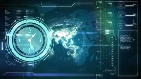 Animation of clock moving fast and data ... | Stock Video | Pond5