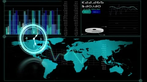 Animation of clock moving fast and data ... | Stock Video | Pond5