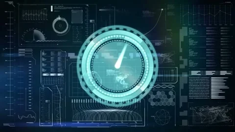 Animation of clock moving fast and data processing over screen Stock Footage 329427404