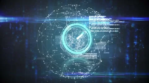 Animation of clock moving fast, globe and data processing Stock Footage 327529221