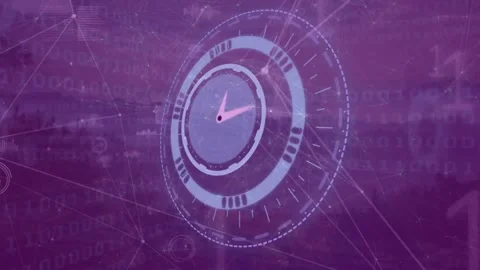 Animation of clock moving fast with networks over binary coding Stock Footage 330114910