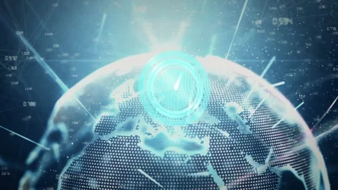 Animation of clock moving fast over data processing and globe Stock Footage 329769501