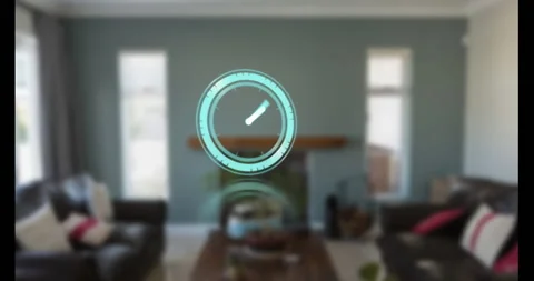 Animation of clock moving over empty house interior Stock Footage 315948389