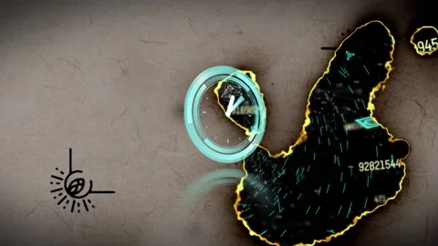 Animation of clock over burning document, with connections and data processing Video stock 159180833