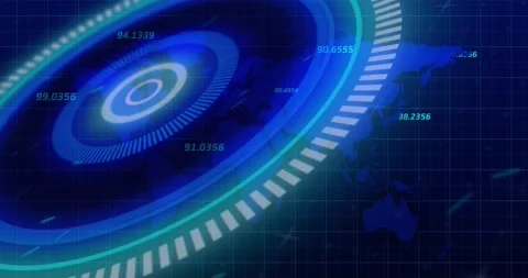 Animation of clock over computer unk text and data processing Stock Footage 330735108