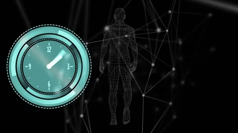 Animation of clock over network of conne... | Stock Video | Pond5