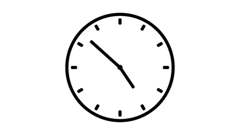 Animation of a clock with rotating time pointers Stock Footage