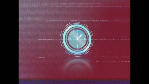 Animation of clock running on red digital interface with glitch effect Stock Footage 328357212