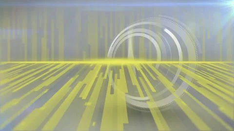Animation of clock running on yellow abstract line patterned background on Stock Footage 328648284