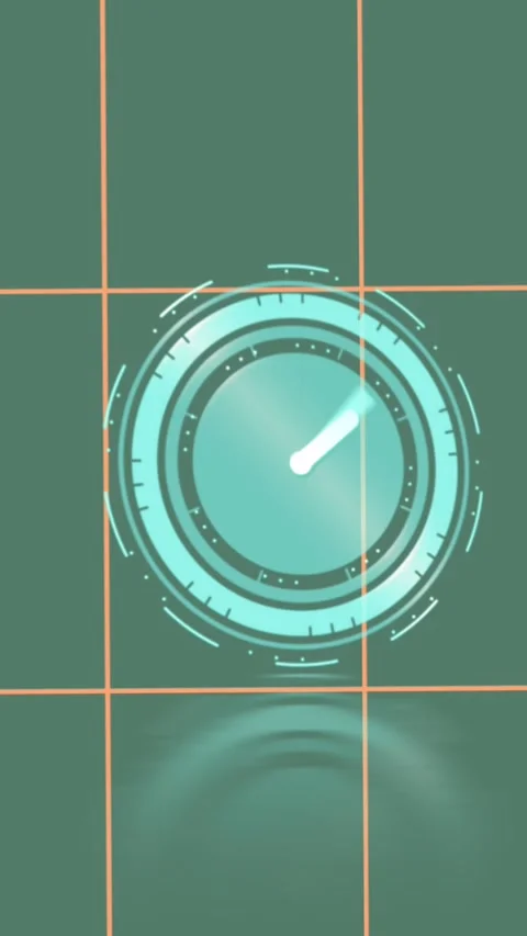 Animation of clock ticking over grid on green background Stock Footage 344284220