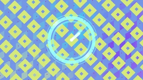Animation of clock ticking over patterned background Stock Footage 239485146