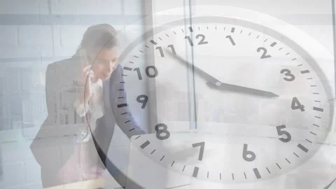 Animation of clock, time-lapse of people... | Stock Video | Pond5