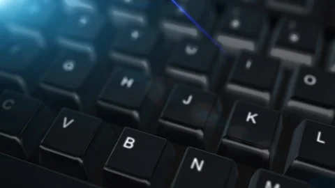 Animation close up computer keyboard with Darknet Button Stock Footage 98297626