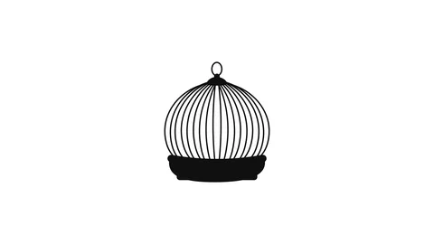 Animation of a closed bird cage. Simple flat style. Cage on a white background. Stockbeeldmateriaal 107560497