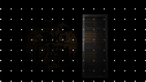 Animation of cloud and server on black background with dots Stock Footage 330246016