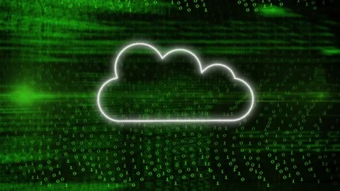 Animation of cloud, binary coding and data processing over grid Stock Footage 171334292