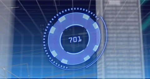Animation of cloud, binary data and data processing over grid and dark blue Stock Footage 244735847