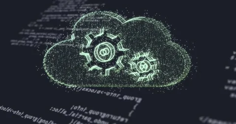 Animation of cloud with cogs icon over data processing Stock Footage 328226727