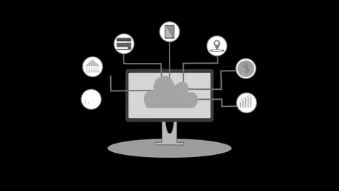 Animation of cloud computing with icons representing various data types con.. Stock Footage 318100876