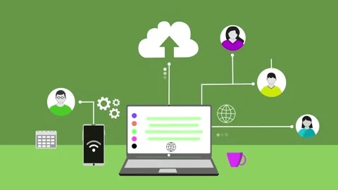 Animation of cloud computing with laptop, smartphone, and cloud icon 库存影片 320730166