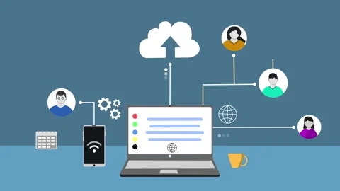 Animation of cloud computing with laptop, smartphone, and cloud icon Stock Footage 320730168