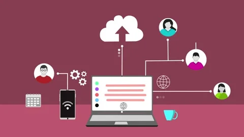 Animation of cloud computing with laptop, smartphone, and cloud icon Stock Footage 320730180