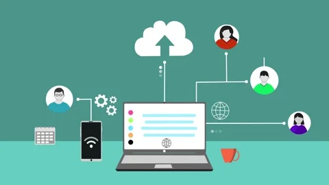 Animation of cloud computing with laptop, smartphone, and cloud icon Stock Footage 320730205