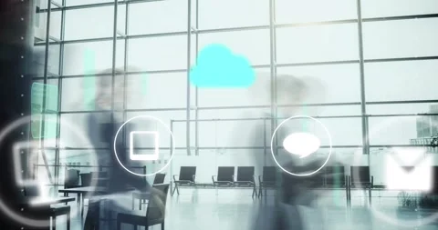 Animation of cloud, connections and data processing over office Stock Footage 328707638