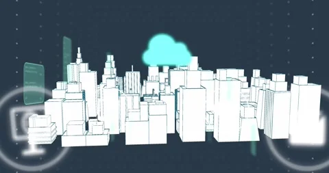 Animation of cloud, connections and data processing over city Stock Footage 329760823