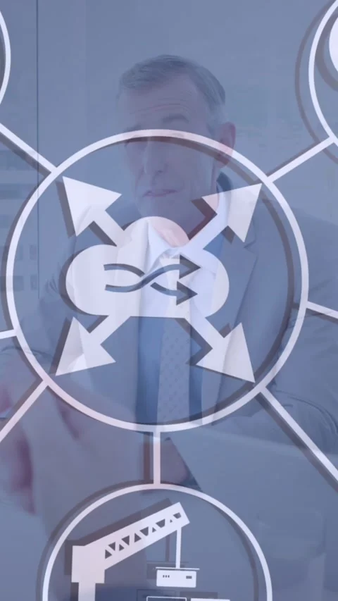 Animation of cloud, connections with icons and data processing over business Stock Footage 343159111