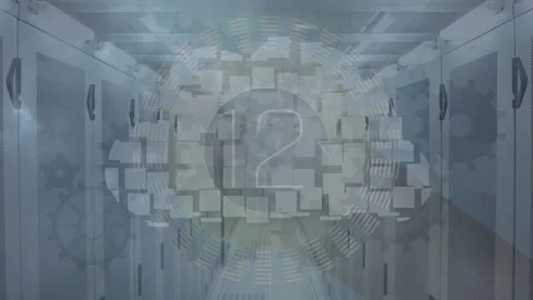 Animation of cloud, countdown, statistics and data processing over computer Stock Footage 329169402