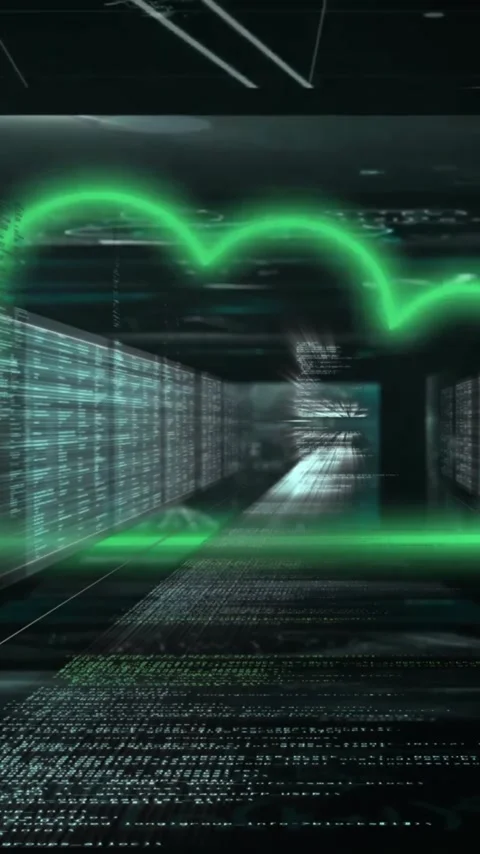 Animation of cloud icon and data processing over dark background Stock Footage 343127557
