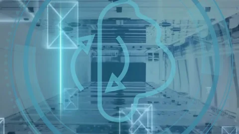 Animation of cloud icon and digital data processing over computer servers Vídeos de archivo 312366397