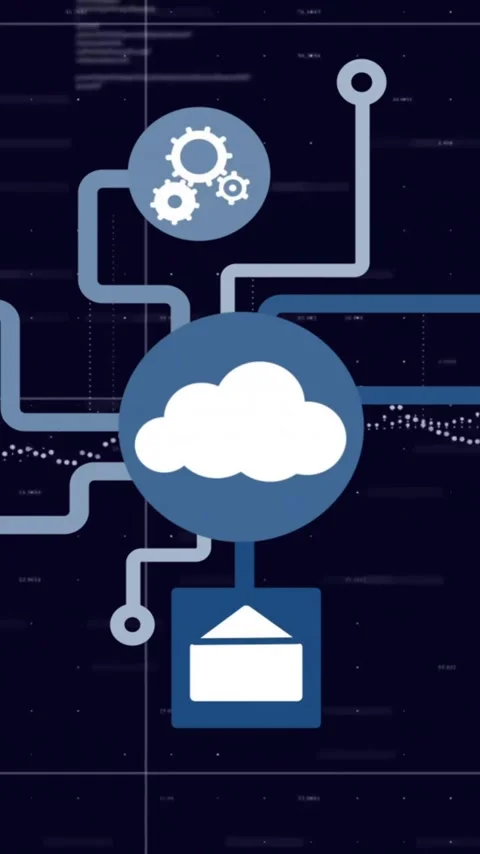 Animation of cloud icon with connections and data processing over dark Stock Footage 343827931