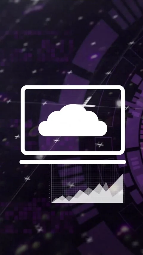 Animation of cloud icon, digital data processing over scope scanning Stock Footage 341956652