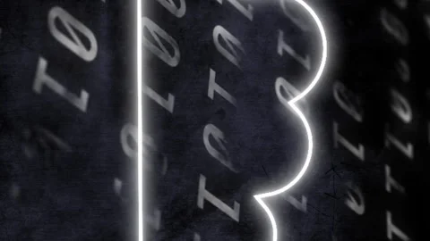 Animation of cloud icon flickering over changing binary coding on black Stock Footage 312320544