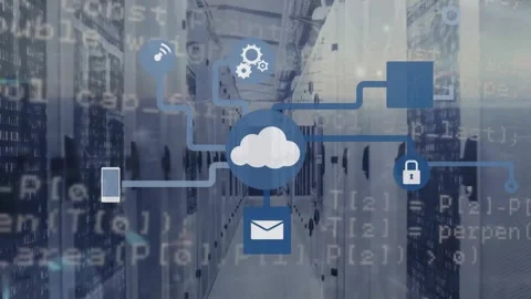 Animation of cloud icon with network of connections and data processing over Stock Footage 329920588