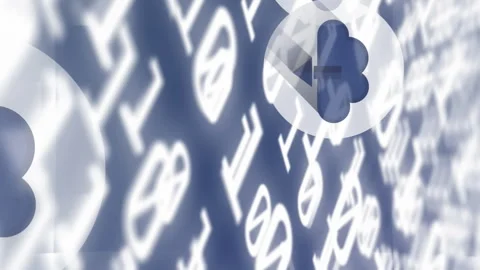 Animation of cloud icon over binary coding Stock Footage 312566389