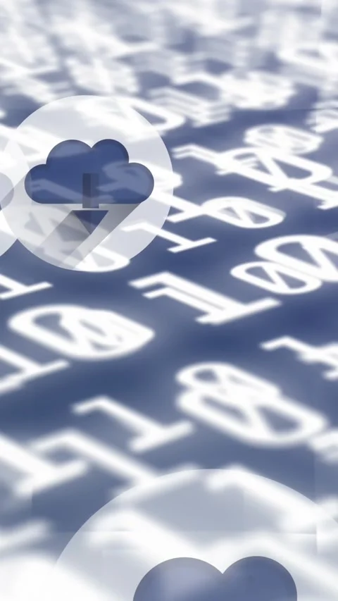 Animation of cloud icon over binary coding Stock Footage 324702525