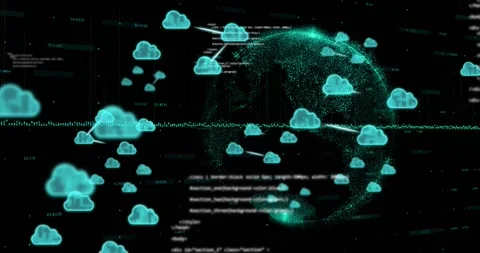 Animation of cloud icons and data processing over globe Stock Footage 333823505