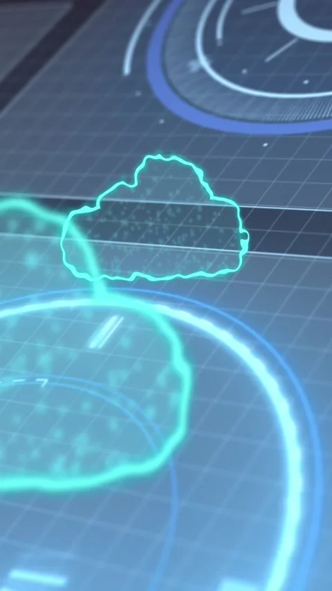 Animation of cloud icons, scope scanning and data processing Stock Footage 343545441