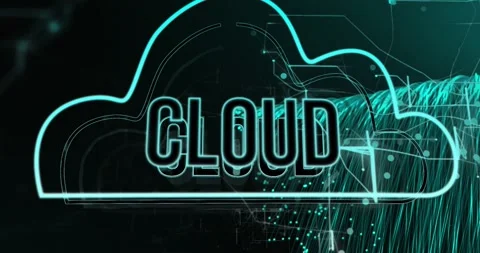 Animation of cloud text and icon with data processing Vídeos de archivo 329125636