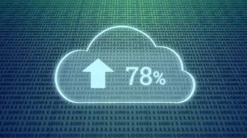Animation of cloud with uploading over binary code on blue and green background Stock Footage 330336480