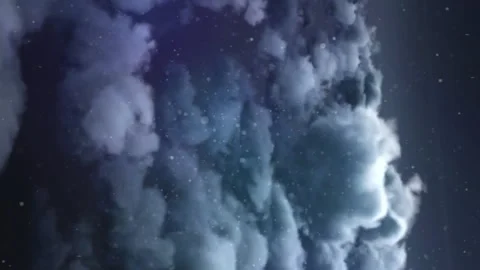Animation of clouds and dots moving over dark sky Vidéo 313589026