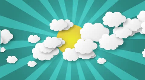 Animation of clouds and sun with star-burst Stock Footage 22664701