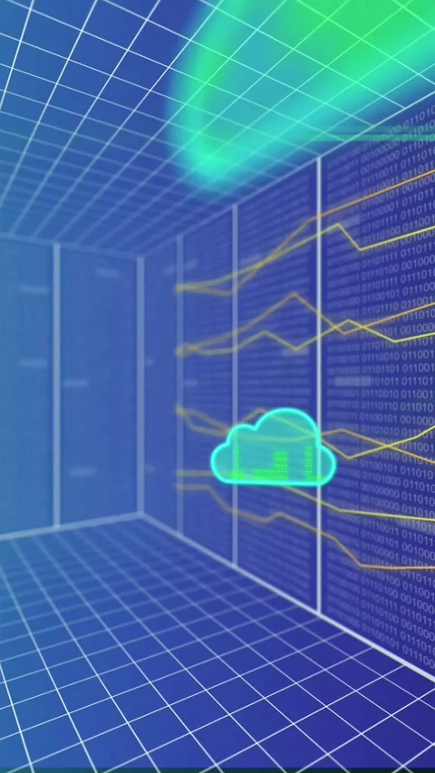 Animation of clouds, data processing and connections over computer servers Stock Footage 342594998