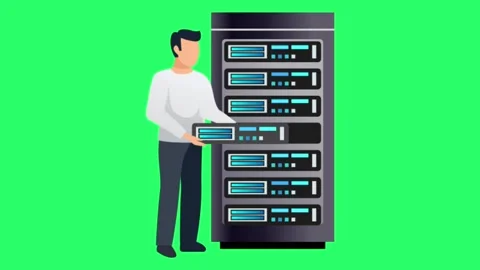 Animation clouds data system symbol on green background. Stock Footage 264804032