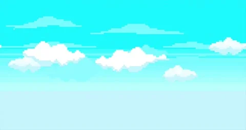 Animation of clouds, sky. Loop. Pixel art 8 bit video cartoon game Video stock 148195585